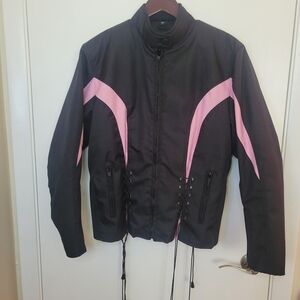 Chic Black and Pink Bomber Jacket Motorcycle  Biker